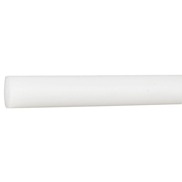 Zoro Select White Polypropylene Rod Stock 4 ft. L, 1/4" Dia. 22JM31