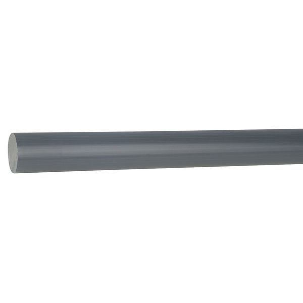 Zoro Select Gray PVC Rod Stock 4 ft. L, 1" Dia. 22JM45