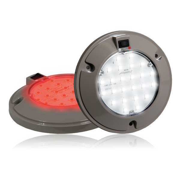 Maxxima Dome Light, LED, Surface Mnt, 6In, White/Red M84434RW