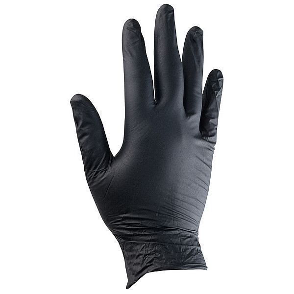 Condor Disposable Gloves, 5.5 mil Palm, Nitrile, Powder-Free, M (8), 50 PK, Black 22LD89