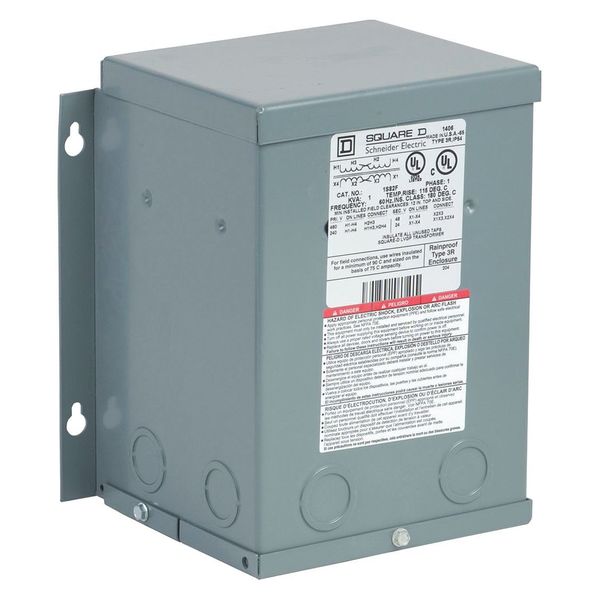 Square D Buck Boost Transformer, 1 kVA, NEMA 3R, 115 °C, 24/48V AC, 240/480V AC 1S82F