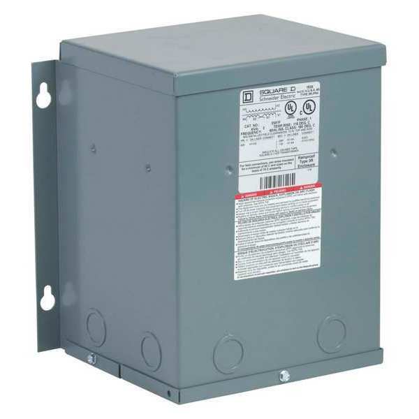 Square D Single Phase Transformer, 2 kVA, NEMA 3R, 115 °C, 120/240V AC, 600V AC 2S51F