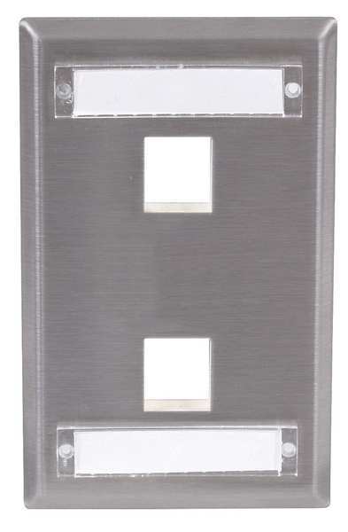 Hubbell Premise Wiring Plate, 2 Ports, Gray SSFL12
