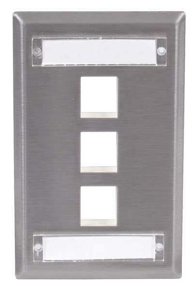 Hubbell Premise Wiring Plate, 3 Ports, Gray SSFL13