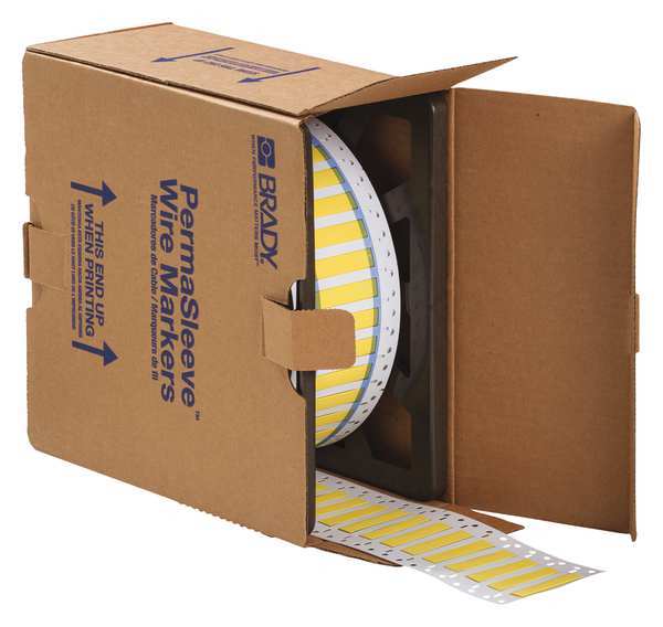 Brady Wire Marking Sleeves, Yellow, 2 In W 3PS-250-2-YL