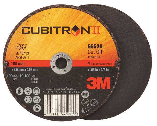 3M Cubitron CutOff Wheel, 4"x.035"x3/8", 19100rpm 66520