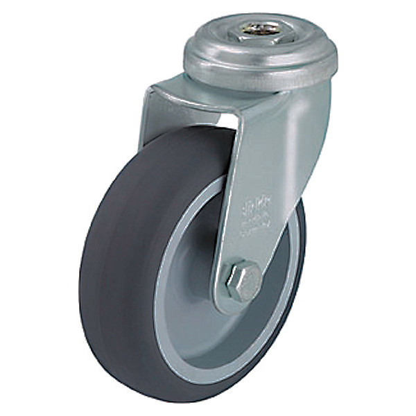 Zoro Select Kingpin Swivel Caster, Thrm Rubber, 3 in, 165 lb, Gry LRXA-TPA 75G