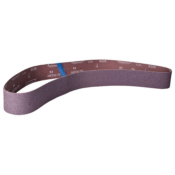 Norton Abrasives Sanding Belt, Coated, 4 in W, 54 in L, 100 Grit, Medium, Aluminum Oxide, R228 Metalite, Brown 78072722160