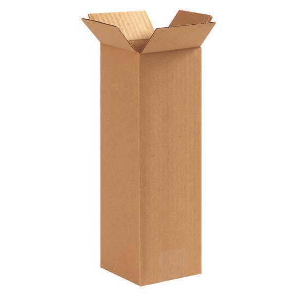Zoro Select Tall Corrugated Boxes, 5" x 5" x 12", Kraft, 25/Bundle 22XK44