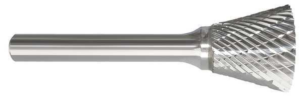 Zoro Select Carbide Bur, Inverted Cone, 3/8, 1/4 Shank 310-002231