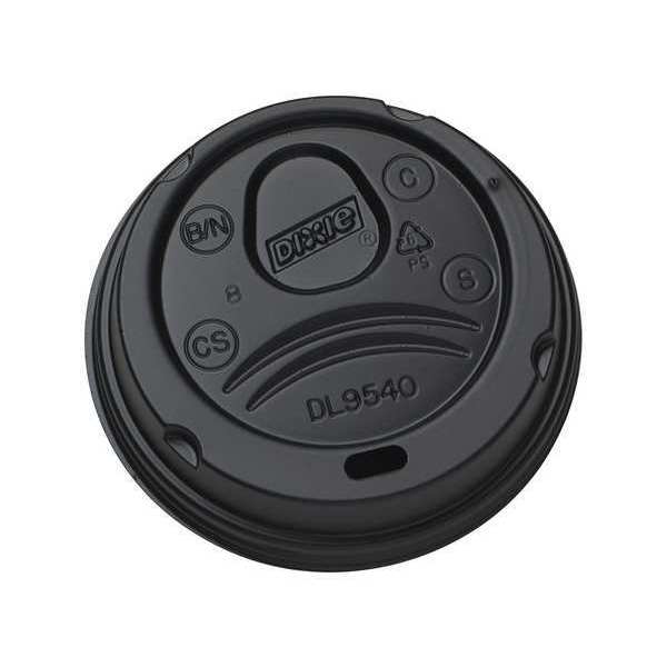 Dixie Lid for 10 oz. Hot Cup, Dome, Sip Through, Black, Pk1000 DL9540B