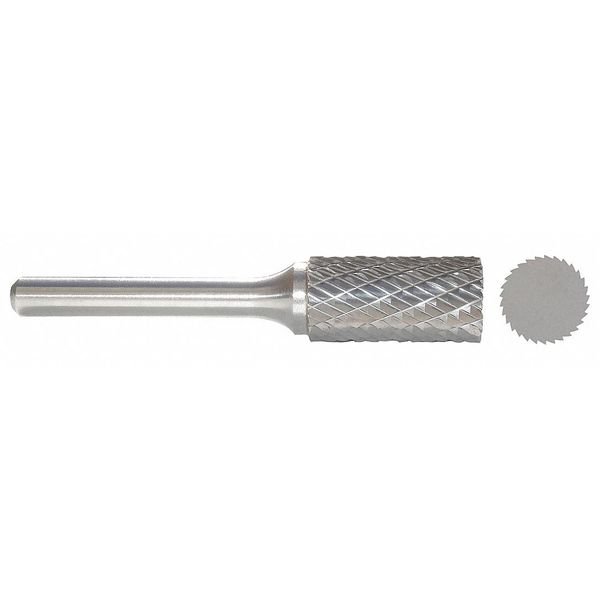 Zoro Select Carbide Bur, Cylinder, 1/8 In, 1/4 Shank 310-002005D