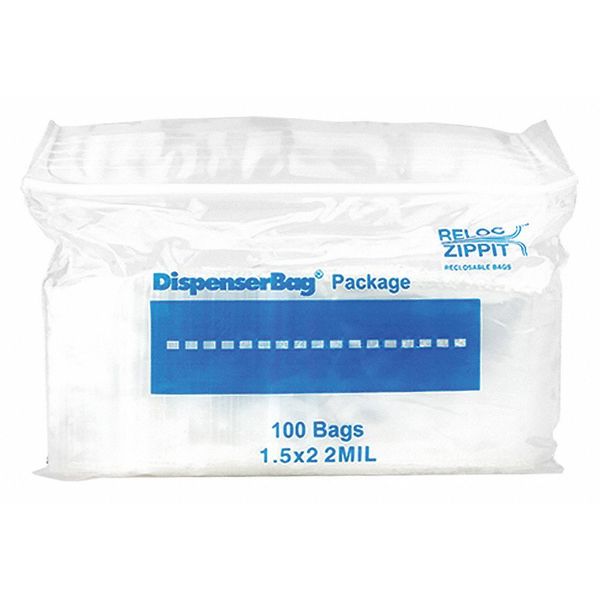 Reloc Zippit Reclosable Poly Bag 2-MIL, 1"x 2", Clear R12