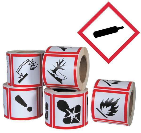 Ghs Safety Pictogram Label, Gas Cylinder, PK500 GHS1258