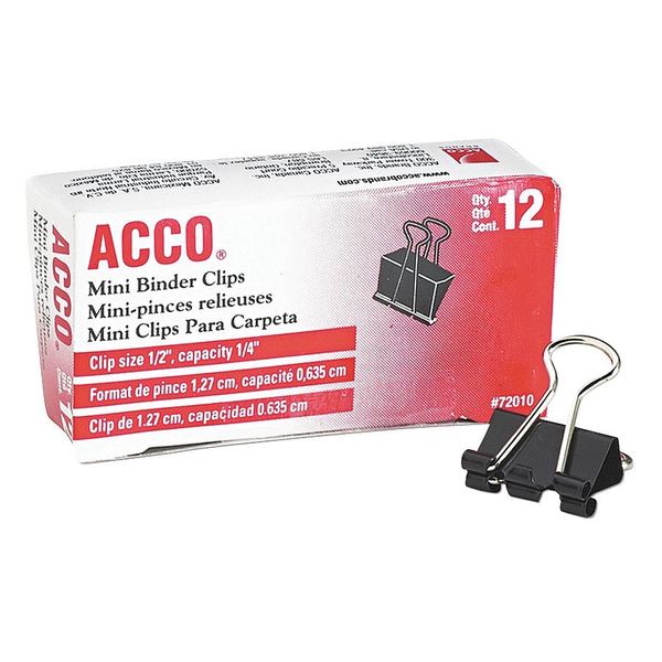 Acco Binder Clip Black/Silver, PK12 ACC72010