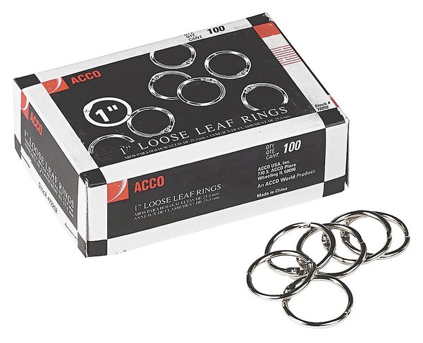 Acco 1" Loose Lead Rings, Steel, Pk100 ACC72202