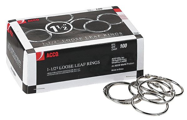 Acco 1-1/2" Loose Lead Rings, Steel, Pk100 ACC72204