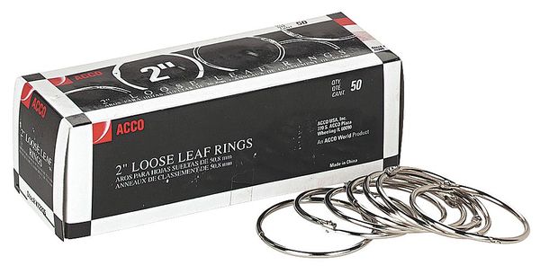 Acco 2" Loose Lead Rings, Steel, Pk50 ACC72205