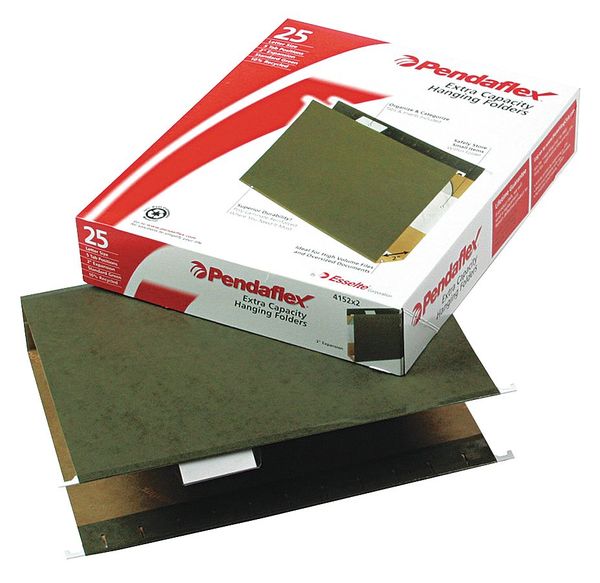 Pendaflex Box Hanging File Folders 8-1/2" x 11", Standard Green, Pk25 PFX4152X2