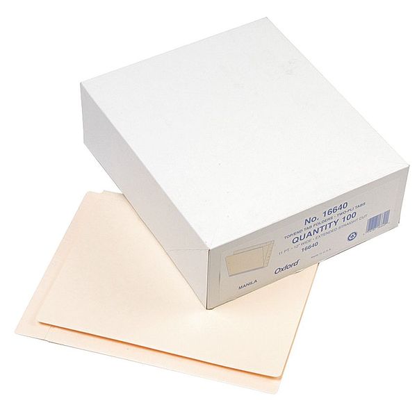 Zoro Select File Folders 8-1/2" x 11", Straight Tab, Manila, Pk100 PFX16640