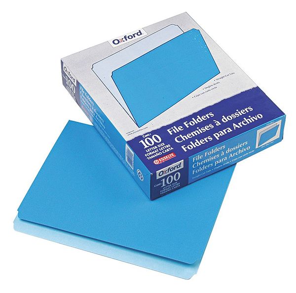 Pendaflex File Folders 8-1/2" x 11", Straight Tab, Blue, Pk100 PFX152BLU