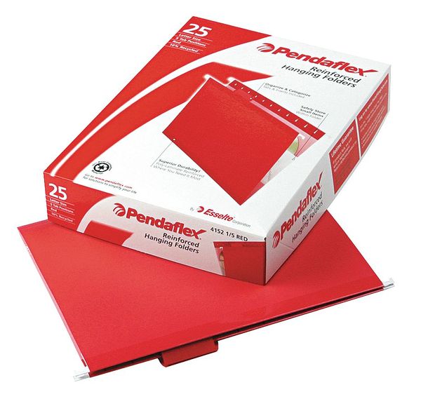 Pendaflex Hanging File Folders, Red, PK25 PFX415215RED | Zoro