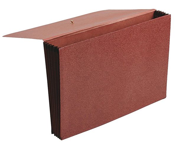Zoro Select Expandable File Wallet 8-1/2 x 14" Red Fiber, 5-1/4" Expansion PFX60575
