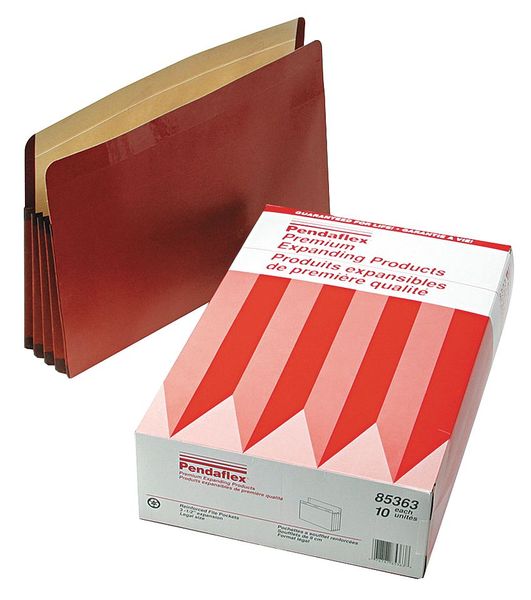 Pendaflex Expandable File Folder 8-1/2 x 14" Red, 3-1/2" Expansion, PK10 PFX85363