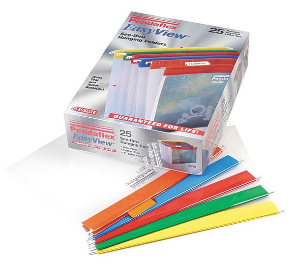 Zoro Select Hanging File Folders, Assorted, PK25 PFX55708