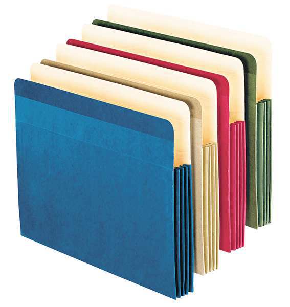 Zoro Select Expandable File Folder 8-1/2 x 11" Assorted, 3-1/2" Expansion, PK4 PFX90164