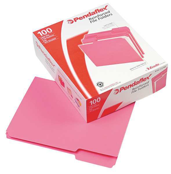 Pendaflex File Folders 8-1/2" x 11", 1/3-Cut Tab, pink, Pk100 PFXR15213PIN