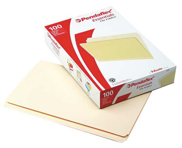 Pendaflex File Folders 8-1/2" x 14", Straight Tab, Manila, Pk100 PFX753