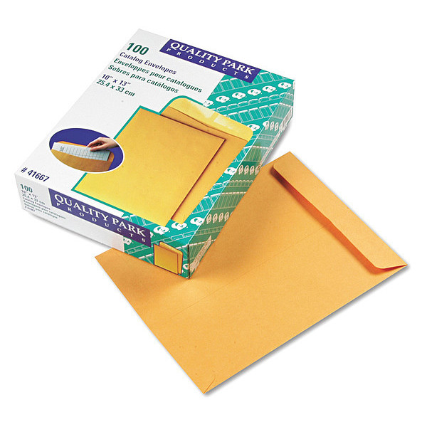 Quality Park Catalog Envelope, Light Brown, Kraft, PK100 QUA41667