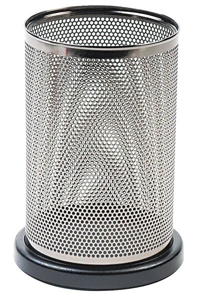 Rolodex Pencil Cup, Blk/Mtl, Punched Metal/Wood ROLE23542
