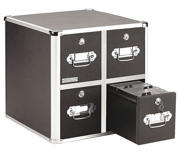 Vaultz CD/DVD File w/Lock, 4-Drawer, Black IDEVZ01049