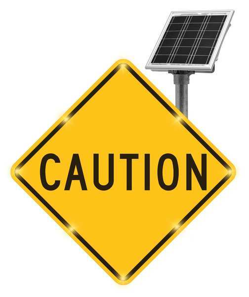 Tapco LED Sign, Caution, Aluminum, 30" x 30 2180-C00065