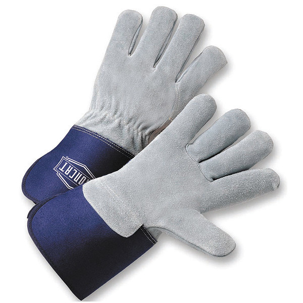 Pip Lthr Palm Gloves, Cowhide, Blu/Gray, S, PK12 IC6/S
