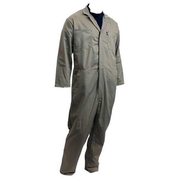 Chicago Protective Apparel Flame Resistant Coverall, Khaki, Cotton Blend, 2XL 605-USK-2XL