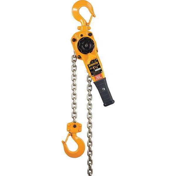 Harrington Lever Chain Hoist, 3,000 lb Load Capacity, 15 ft Hoist Lift, 1 1/4 in Hook Opening LB015-SC-15