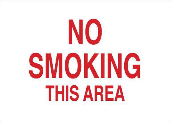 Brady No Smoking Sign, 7 in Height, 10 in Width, Aluminum, Rectangle, English 42711