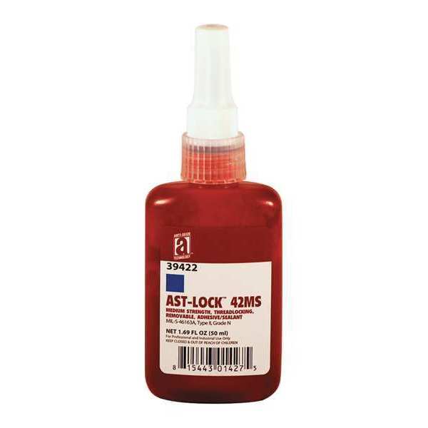 Anti-Seize Technology Threadlocker, ANTI-SEIZE TECHNOLOGY 42MS, Blue, Medium Strength, Liquid, 50 mL Bottle 39422