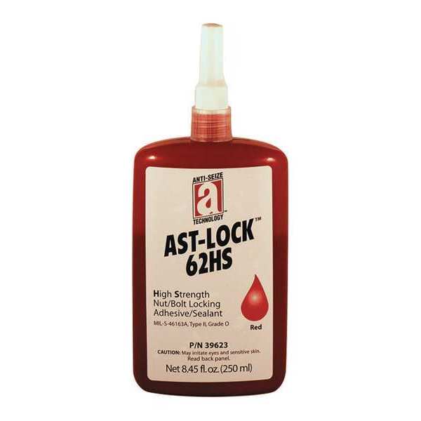 Anti-Seize Technology Threadlocker, ANTI-SEIZE TECHNOLOGY 62HS, Red, High Strength, Liquid, 250 mL Bottle 39623