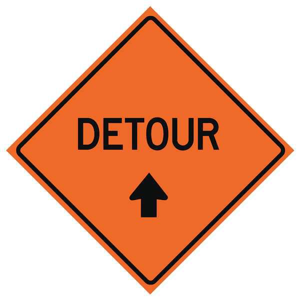 Eastern Metal Signs And Safety Detour Traffic Sign, 48 in H, 48 in W, Vinyl, Diamond, English, 669-C/48-NRVFO-D 669-C/48-NRVFO-D