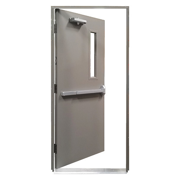 Securall Steel Door with Frame, RHR, 80 in H, 36 in W, 1 3/4 in Thick, 18 Gauge Steel HDQR3680LH