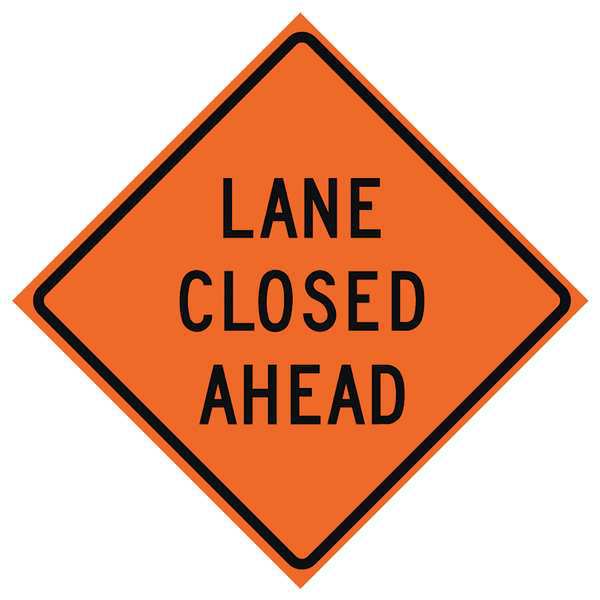 Eastern Metal Signs And Safety Lane Closed Traffic Sign, 48 in H, 48 in W, Polyester, PVC, Diamond, English, 669-C/48-EMO-LC 669-C/48-EMO-LC