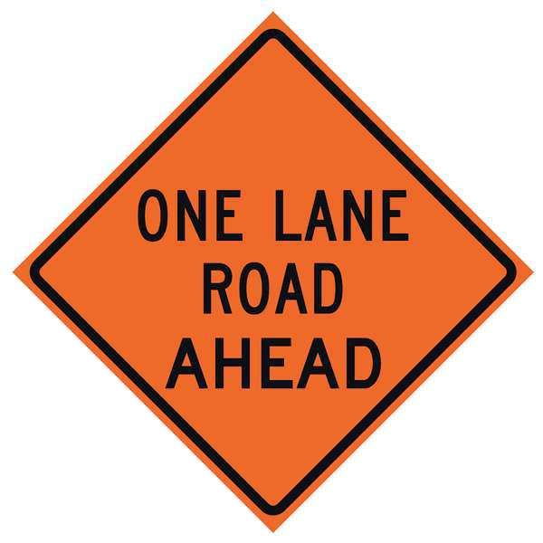 Eastern Metal Signs And Safety One Lane Road Traffic Sign, 36 in H, 36 in W, Vinyl, Diamond, English, 669-C/36-NRVFO-OR 669-C/36-NRVFO-OR