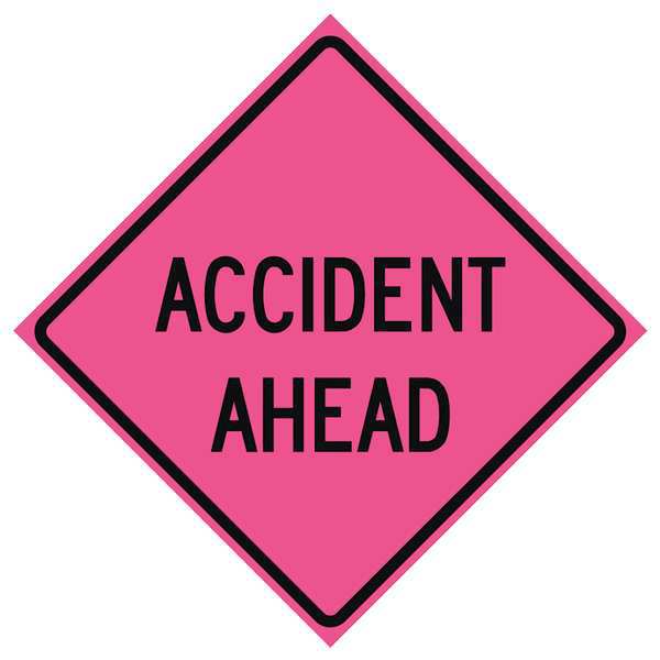 Eastern Metal Signs And Safety Accident Ahead Traffic Sign, 48 in H, 48 in W, Vinyl, Diamond, English, 669-C/48-SBFP-AA 669-C/48-SBFP-AA