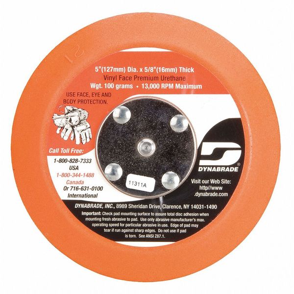 Dynabrade Non-Vacuum, Disc Pad, 5" dia. 56185