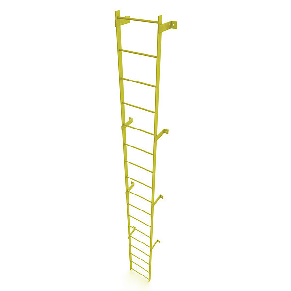 Tri-Arc 16 ft. Ladder, Steel, Standard Fixed, 17-Rung, Steel, 17 Steps, Safety Yellow Finish WLFS0117-Y