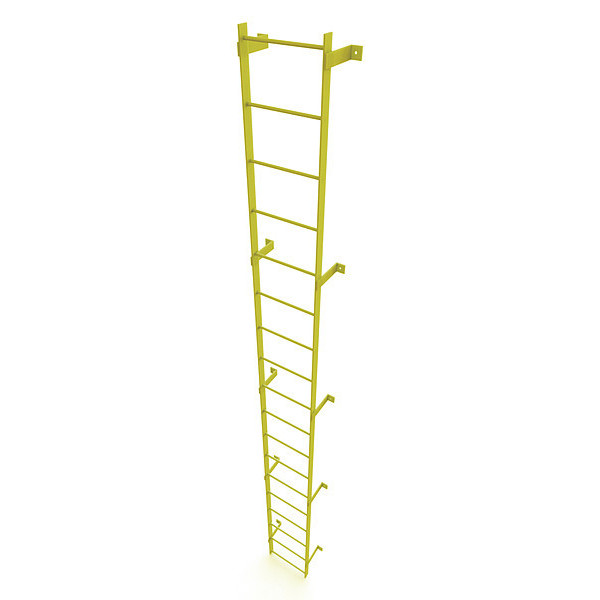 Tri-Arc 17 ft. Ladder, Steel, Standard Fixed, 18-Rung, Steel, 18 Steps, Safety Yellow Finish WLFS0118-Y